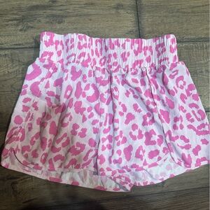 Pink and white cheetah print shorts